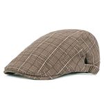 YAMEIZE Vintage Flat Cap Grid for - Men Women Duckbill British Style Newsboy Cotton Beret Hat Men Retro Winter Driving Outdoor Coffee