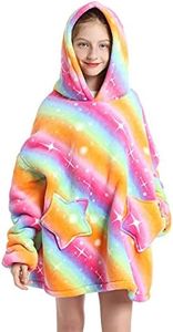Wearable Blanket Hoodie for Kids 4-12YR Oversized Hooded Blanket Super Soft Comfortable Warm Flannel Gold