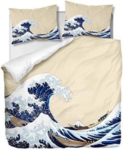 OliveSleep - Set copripiumino per letto king size, motivo La grande onda, stile giapponese del XIX secolo, decorativo, 3 pezzi, con 2 federe (Multi 4, king size)