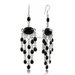 925 Sterling Silver Handmade Chandelier Hook Earrings, Multistring Natural Black Onyx Gemstone Women Jewelry