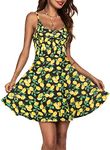 ACEVOG Women's 2024 Summer Dress Adjustable Spaghetti Strap Boho Floral Fit & Flare Beach Sundress, Pattern 9, Large