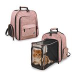 Barkbutler x Fofos Expandable Backpack Carrier, Pink |Anti-Scratch Breathable mesh + Rubber Knuckle Grid Guard | Sturdy Structure + Metal Leash Clip | Foldable for Road Travel + Extra Storage Pockets