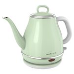 Anfilank Electric Gooseneck Kettle, 1L 1500W Fast Boil, 100% Stainless Steel BPA Free Pour-Over Coffee & Tea Kettle, Water Boiler with Auto Shut & Boil-Dry Protection, Green