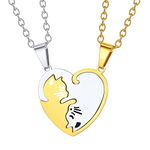 U7 Couples Necklace BFF Necklaces For 2 Girls Womens Pendant Cat Jewellery Friendship Gifts