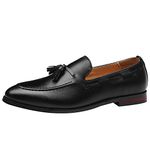 Jamron Men's Classic British Style Tassel Loafers Synthetic Leather Lightweight Moccasin Slippers Black SN01757 UK9.5