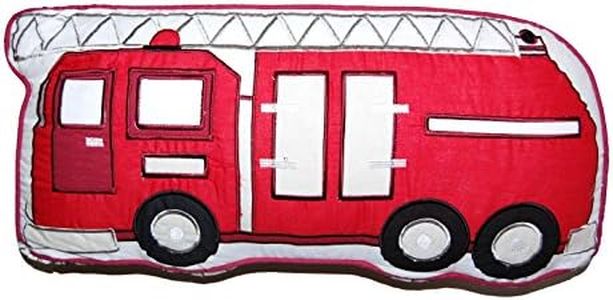 Cozy Line Home Fashions Fire Truck Pillow Boys Cotton Decorative Throw Pillows Couch Bed Living Room Kids Bedroom Decor(Firetruck Pillow, 1 Piece)