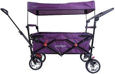 FUXTEC folding/foldable wagon - hand cart - garden trolley - carriage of children - outdoor - transport - fishing - hiking - removable canopy – push handle/pull rod – dual brake system – CT700