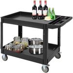 Service Cart 2-Shelf, Storage Handle, 500 lbs Capacity, for Warehouse/Garage/Cleaning/Manufacturing，45"X25"