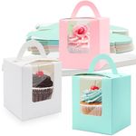 Aitvsfao Cupcake Boxes, 30 Pcs Individual Cupcake Boxes with Window, Single Cupcake Boxes Bakery Boxes with Inserts, Small Cake Boxes for Home, Bridal Showers, Weddings, Birthday, Party