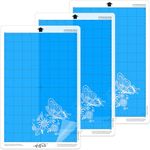 3 Pack Standard Grip Cutting Mat 12 x 8 Inch for Silhouette Portrait Adhesive Sticky Replacement Cut Mats for Scrapbooking Die-Cut Machines (Blue)