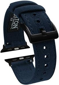 BARTON WATCH BANDS - Navy Blue (Black PVD Hardware) Canvas Watch Bands Compatible with Apple Watch Models - 1, 2, 3, 4, 5, 6, 7, 8, 9, 10, SE, Ultra & Ultra 2 - (42mm/44mm/45mm/49mm)