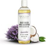 SoCal Suds & Company - 2-in-1 Organic Gel Baby Shampoo & Body Wash - Natural Vitamin Rich Organic Oils Soothing Aloe Cleansing Hair & Castile Soap Body Wash for Sensitive Skin - Lavender, 12oz