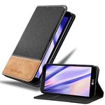 cadorabo Book Case works with LG X Power in BLACK BROWN - with Magnetic Closure, Stand Function and Card Slot - Wallet Etui Cover Pouch PU Leather Flip