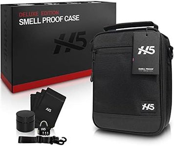 H5 Smell Proof Stash Box Set - Premium YKK Zippers - Odor Proof Dog Tested Bag Plus Smellproof Container, 4X Resealable Pouch Baggies, Strap, Combo Lock- Smell Proof Case/No Scent Travel Storage Bag