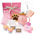 WOSHIDEFA Cat Gifts for Women, Cat Gifts for Cat Lovers, Cat Coffee Mug, Christmas Gifts for Cat Mom, Cat Themed Gift Baskets for Cat Lovers, Birthday, Mother's Day Gifts for Women, Her, Wife