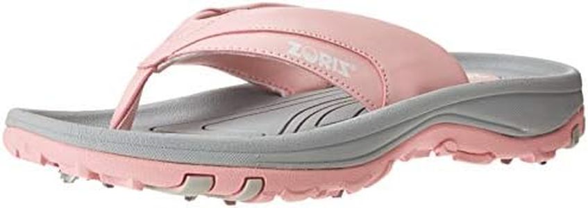 ZORIZ Golf Sandals for Women and Men, Golf Thong Flip Flops With Removable Soft Spikes, Golf Footwear With Deeper Heel Cup and Higher Sidewalls for Secure Comfort, Pink, Women’s 14/Men’s 12