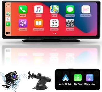 APHQUA Wireless Apple Carplay & Android Auto,Carplay Box+Backup Camera,9.26'' Portable Car Stereo with Phone Mirroring, Carplay Screen with AUX/FM/Bluetooth,Voice Control Suitable for All Car Models