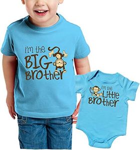 Nursery Decals and More, Family Outfits Matching Sets, Big Brother Little Brother Shirts, Monkey Big Brother/Little Brother, Big Sibling 4T / Lil Sibling 3M (3-6M)