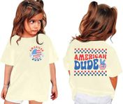 4th of July Shirt Boy Girl American Flag Dude T-Shirt USA Patriotic Memorial Tee Independence Stripes Casual Short Sleeve Top