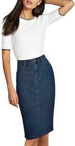 Lexi Womens Stretch Pencil Skirts with Functional Pockets, A Line & Destructed Mini Denim Skirts SKS22884 Medium Blue 10