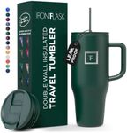 IRON FLASK Co-Pilot Insulated Mug w/Straw & Flip Cap Lids - Cup Holder Bottle for Hot, Cold Drink - Leak-Proof - Water, Coffee Portable Travel Mug - Dark Pine, 32 Oz