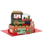 Hallmark Christmas Card, Santa's Polar Express, Musical, Motion Wheel, Pop Up Christmas card, 3D Christmas Card, Red, Green