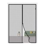 MAGZO Magnetic Screen Door Fit Door Size 60 x 80, Reinforced Fiberglass Mesh Curtain Front Door Mesh with Full Frame Hook&Loop-Grey