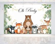 5x3 FT Enchanted Woodland Creatures Baby Shower Backdrop - Whimsical Forest Friends Party Decor