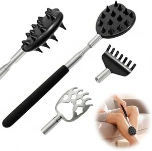 Back Scratcher, Telescoping Back Scratcher with 3 Interchangeable Heads, Extendable & Portable Back Scratch Tool for Men Women & Elderly Ideal Home Office & Travel Comfort Gadget Gift Idea (4 Pcs)