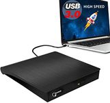 rts External USB 3.0 Portable CD DVD +/-RW Drive Burner Slim DVD/CD ROM Rewriter Player Superdrive, High Speed Data Transfer for Laptop MacBook Desktop PC, Plug and Play