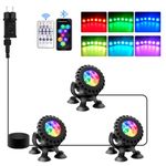 NATPOW Pond Lights, RGB Underwater Spotlights Mains Powered Aquarium Lights with Remote Control, IP68 Waterproof, Multicoloured, Submersible, for Aquarium, Garden, Yard, Pool, Fountain, Pond (3-in-1)