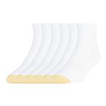 Gold Toe Men's Tech Sport Quarter Socks (6 Pair Pack), White