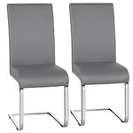 Yaheetech 2pcs Dining Chairs Leather Chairs for Kitchen Dining Room with High Back and Metal Legs Modern/Stylish Dining Furniture Light Gray