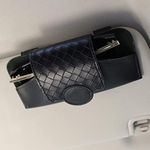 KINIVA Sunglasses Holder for Car Visor Leather Glasses Case with Clips for Car Visor Automotive Interior Visor Accessories Apply to All Car Models (10 Black)