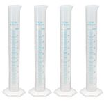 NUANNUAN 4 Pieces 100ml Plastic Graduated Cylinder Beaker, Science Measuring Test Tube Flask, 2-sided Marking Pour Spout Lab Test Tube