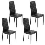 Jooli H Modern Faux Leather Dining Chairs Set High Back Padded Kitchen Chairs with Chrome Metal Legs for Dining Room Living Room Office and Lounge (4, Black)