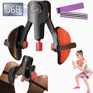 ARJEOU Thigh Master Inner Thigh Exerciser 0-110 lbs Adjustable Resistance, Thigh Trainer Pro Kegel Trainer with Leg Straps, Women Men Pelvic Floor Exerciser Hip Trainer Thigh Toner (Black)