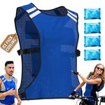 New Home Innovations Cooling Vest | 4 x Body Ice Packs - #1 Ice Cool Vest for MS - Sport - Motorcycle - Cooking - Mascot - Cosplay Adjustable Cooling Shirt (Galaxy Blue)