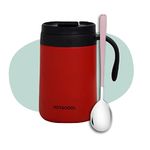Mockery Coffee Mug 500ml with Spoon, Vacuum Insulated Stainless Steel Thermal Mug, Insulated Mug with Handle and Lid, Travel Mug (Red)