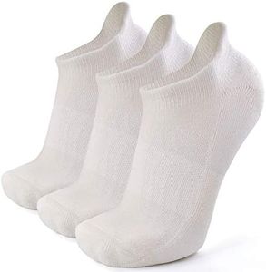 Busy Socks Merino Wool Compression Support Ankle Running Hiking Socks for Men Women, Soft Thick Cushion Tab Socks 3/6 Pairs, 3 Pairs White, Small-Medium