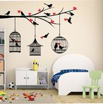 SRG India Love Birds with Hearts Removable Decor Environmentally Mural Wall Stickers Decal Wallpaper for Kids Home Living Room Bedroom Bathroom Kitchen Office