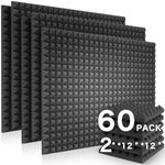 60 Pack Acoustic Panel Polyurethane Foam Sound Proof Acoustic Treatment Room Kit for Absorbing Sound on Walls, 2" X 12" X 12" Sound-Proof Material for Home Studio Ceiling (60 Pack)