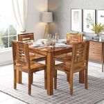 SONA ART & CRAFTS Modern Furniture Sheesham Indian Rosewood Wood 4 Seater Dining Table Set Dining Table with 4 Chairs Dinner Table Set for Dinning Room Home,Hotel and Office (Natural Teak)