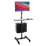 Mount-It! Computer Mobile Monitor Cart, Standing Rolling CPU Tower Workstation, Height Adjustable Monitor Mount and Keyboard Tray (MI-7948)