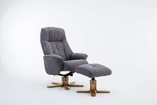 Dubai Lisbon Grey Fabric Swivel Recliner Chair With Matching Footstool