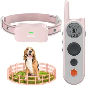 Htcuto Wireless Dog Fence System - 3500ft Outdoor Removable Wireless Dog Fence 6000ft Remote Training Collar 2-in-1 for 10-130 lbs Dogs (New Pink*1)