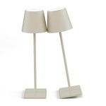 2-Pack LED Cordless Table Lamp, Rechargeable Battery Desk lamp 3W 5500mAh Battery Operated Stepless Dimming Modern Portable Table Light for Restaurant/Bedroom/Outdoor IP54 Waterproof (Off White)