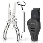 Hikolit Titanium Fishing Pliers Saltwater, Corrosion Resistant Fishing Pliers Hook Remover with Double Tungsten Cutters, Fishing Gear as Split Rings Pliers, Fishing Gifts for Men