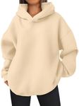 EFAN Womens Oversized Hoodies Sweatshirts Fleece Hooded Pullover Tops Sweaters Casual Comfy Fall Fashion Outfits Clothes 2023, Apricot, Medium