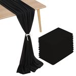 Black Chiffon Table Runner Overlay 10 Packs 10ft Long Soft Table Runner for Rustic Chic Wedding Reception Table Decoration